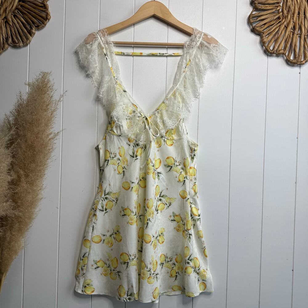 For Love & Lemons dress mini dress lace slip satin open back - Picture 3 of 7
